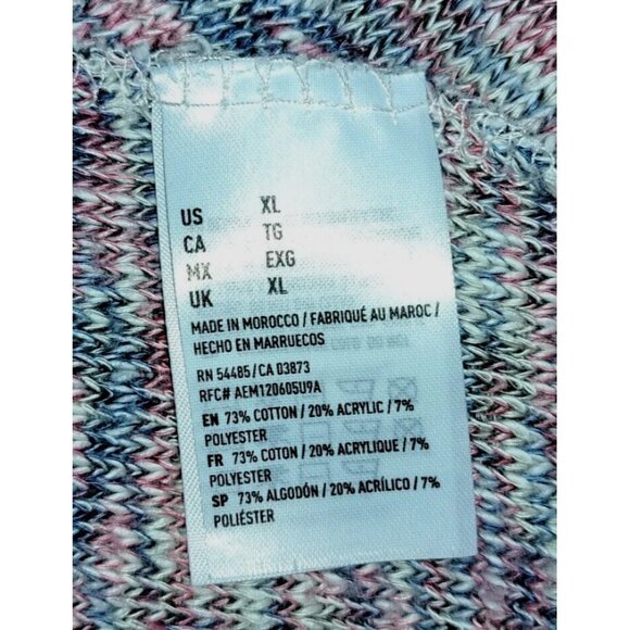 AMERICAN EAGLE Women’s XL Pink Gray Long Sleeve Wrap Sweater - Picture 4 of 5